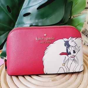 🆕 Kate spade small cosmetic case Disney red multi other Cruella dalmatian
